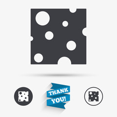 Cheese sign icon. Slice of cheese.