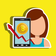 person with economy statistics isolated icon design, vector illustration  graphic 