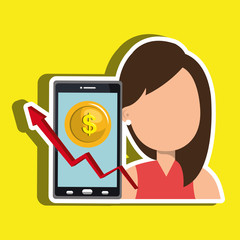 person with economy statistics isolated icon design, vector illustration  graphic 