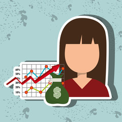 person with economy statistics isolated icon design, vector illustration  graphic 