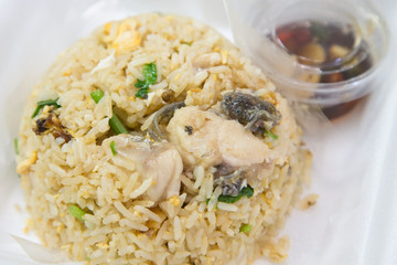 Fried rice in foam box for take away