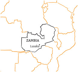 Zambia hand-drawn sketch map