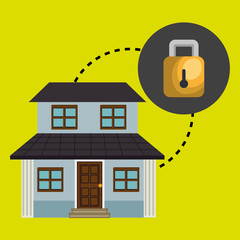 smart home with padlock isolated icon design, vector illustration  graphic 