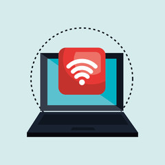 computer laptop with wifi connection isolated icon design, vector illustration  graphic 