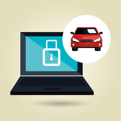 Obraz premium computer laptop with car isolated icon design, vector illustration graphic 