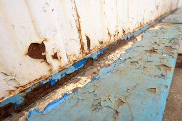 Rusted Metal Blue Girder and Flaking Paint