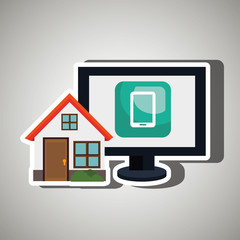 smart home with smartphone isolated icon design, vector illustration  graphic 