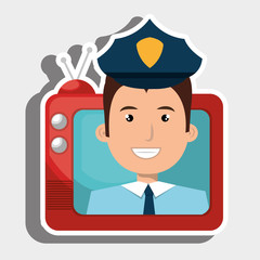 person within TV isolated icon design, vector illustration  graphic 