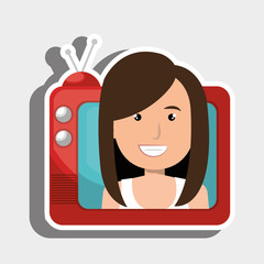 person within TV isolated icon design, vector illustration  graphic 