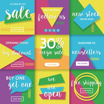 Modern website promotion and sale banners template for social me