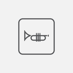 trumpet line icon, outline vector logo illustration, linear pictogram isolated on gray