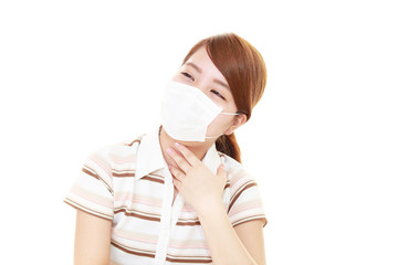 風邪に罹患した女性