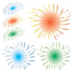 Fireworks on a white background. Colorful fireworks.