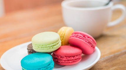 Sweet and colourful french macaroons 