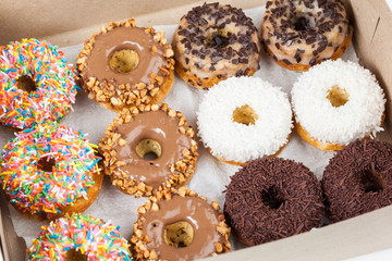 sweet donuts in a paper box