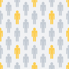 Flat design people silhouettes seamless pattern background.
