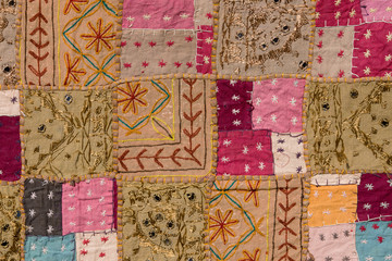 Asian patchwork carpet in Rajasthan, India