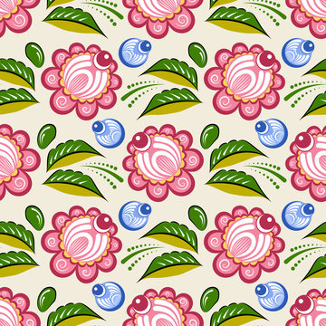 Seamless russian floral pattern