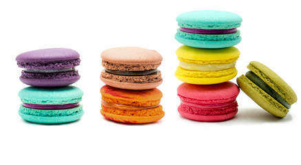 A french sweet delicacy, macaroons variety closeup.