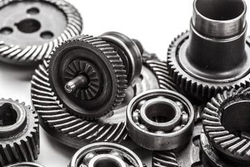 Gear metal wheels, isolated on white background