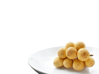 fresh longkong fruit on white background