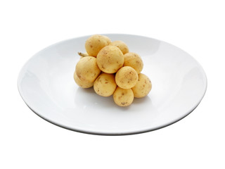 fresh longkong fruit on white background