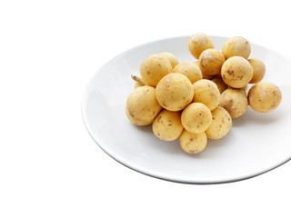 fresh longkong fruit on white background