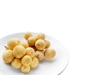 fresh longkong fruit on white background