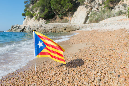 Catalan flag at beach