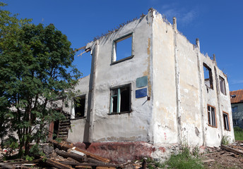 old destroyed house in Russia