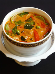 authentic thai food - gaeng phet mu - red curry with pork