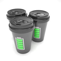 Three paper coffee cups. 3d rendering.