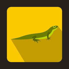 Little lizard icon in flat style with long shadow. Reptiles symbol