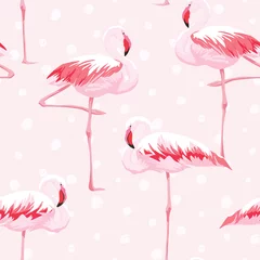 Fotobehang Flamingo Roze flamingo naadloos patroon