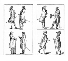 Fototapeta na wymiar German fashion in Berlin: men clothing in late 18th century