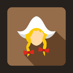 Girl dutch icon in flat style with long shadow. People symbol