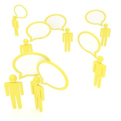 people with talk bubbles isolated over a white background. 3d rendering.