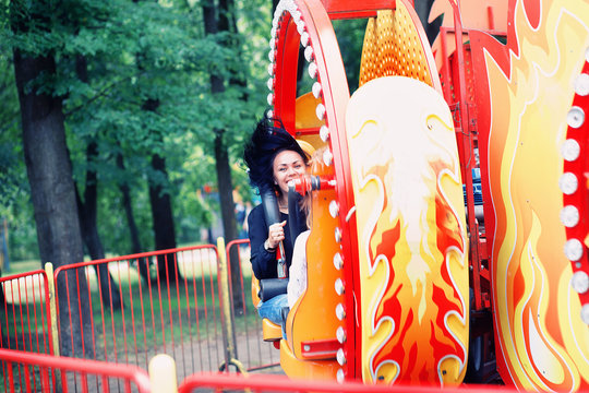 happy girl on the carousel