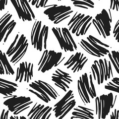 Ink hand drawn abstract seamless pattern