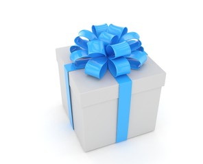 gift box with bows isolated on white. 3d rendering.