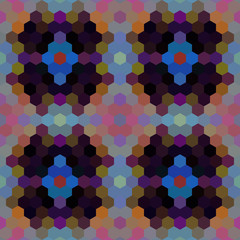 Kaleidoscopic low poly hexagon style vector mosaic background