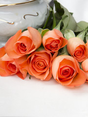 bouquet of roses on a white napkin