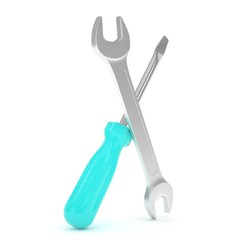 3D Illustration Wrench and screwdriver, service concept