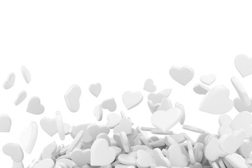 background made from many hearts. 3d rendering.