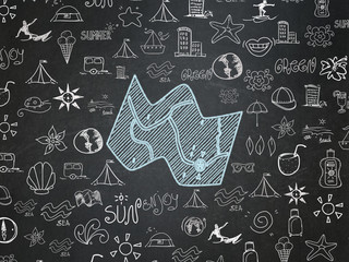Travel concept: Map on School board background