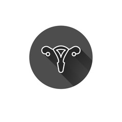Vector uterus flat long shadow icon