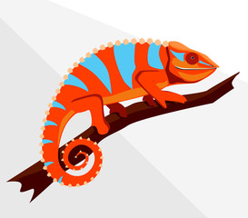 Vector illustration of chameleon on a branch