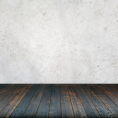 concrete wall wooden floor