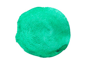 Green watercolor round isolated on white background