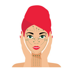 Face Care and Treatment Flat Vector Illustration.